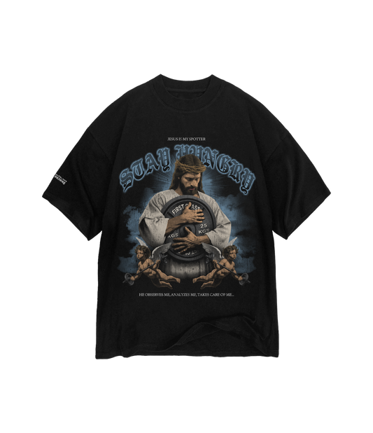 JESUS IS MY SPOTTER - Premium Oversize Tee (HEAVYWEIGHT - Black)