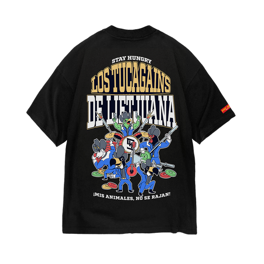 LOS TUCAGAINS DE LIFTJUANA - Premium Oversize Tee (HEAVYWEIGHT - Black)