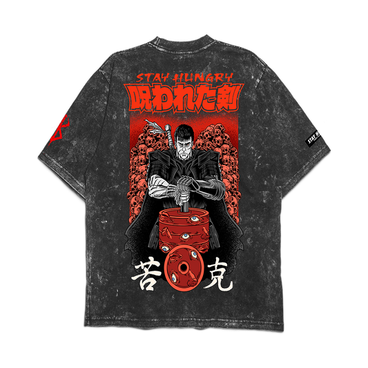 PREVENTA - NOROWARETA KEN - Premium Oversize Tee (HEAVYWEIGHT - Black Acid Wash - W/Destructions)