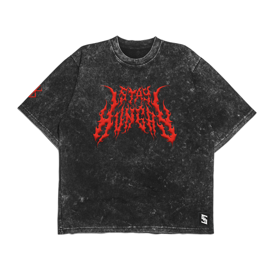 PREVENTA - BRUTALITY LOGO - Premium Oversize Tee (HEAVYWEIGHT - Black Acid Wash - W/Destructions)