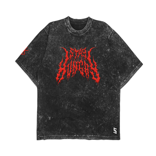 PREVENTA - BRUTALITY LOGO - Premium Oversize Tee (HEAVYWEIGHT - Black Acid Wash - W/Destructions)