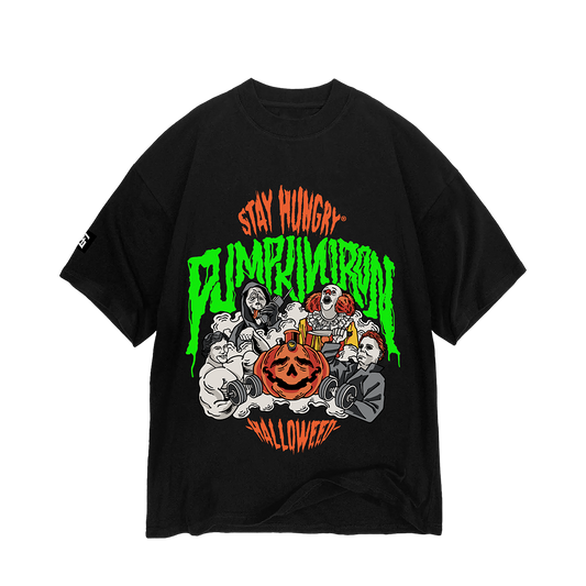 PUMPKIN IRON (HALLOWEED) - Premium Oversize Tee (HEAVYWEIGHT - Black)