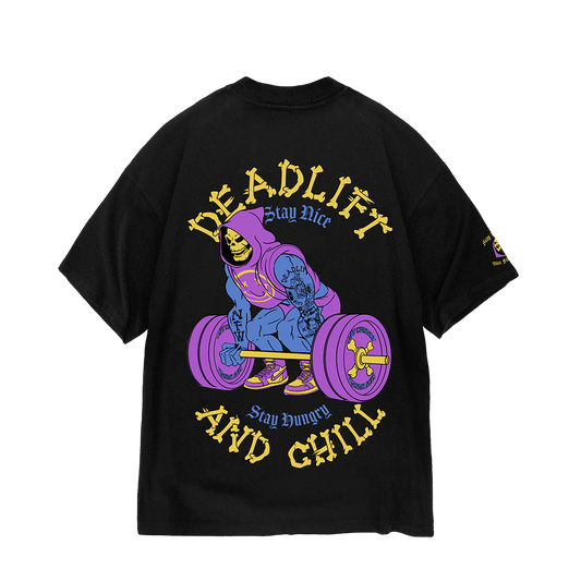 DEADLIFT & CHILL 2.0 - Premium Oversize Tee (HEAVYWEIGHT - Black)