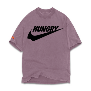 HUNGRY SWOOSH - Premium Oversize Tee (HEAVYWEIGHT - Faded Light Mauve)