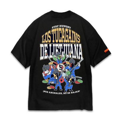 LOS TUCAGAINS DE LIFTJUANA - Premium Oversize Tee (HEAVYWEIGHT - Black)