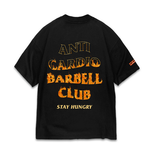 ANTI CARDIO BARBELL CLUB - Premium Oversize Tee (HEAVYWEIGHT - Black)