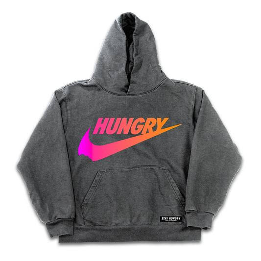 HUNGRY SWOOSH - Premium Oversize Hoodie (HEAVYWEIGHT - Black Pigment Dye)