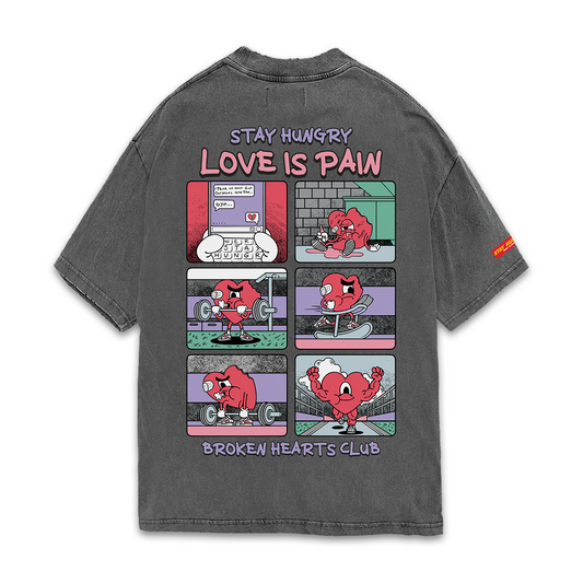 LOVE IS PAIN - Premium Oversize Tee (HEAVYWEIGHT - Black Pigment Dye)