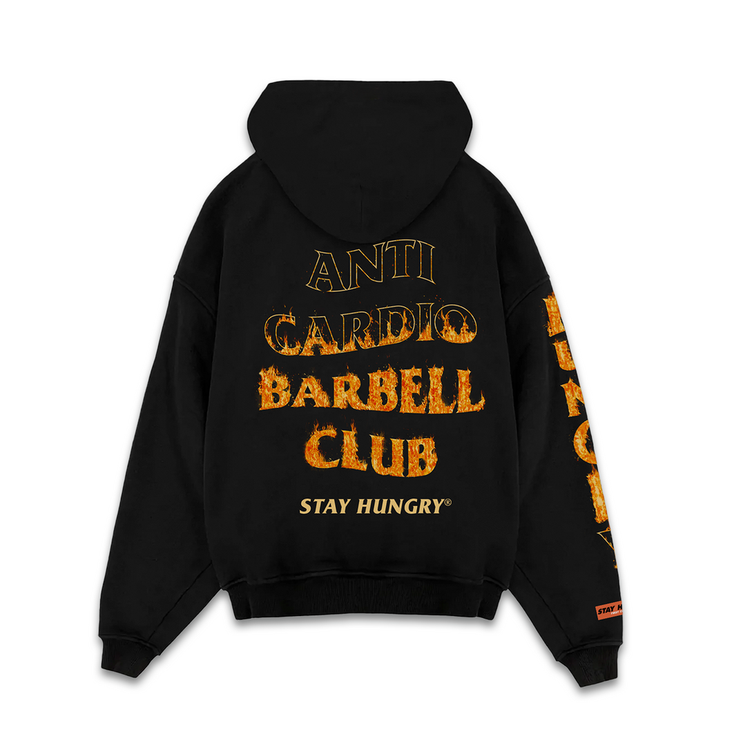 ANTI CARDIO BARBELL CLUB - Premium Oversize HOODIE (HEAVYWEIGHT - Black)