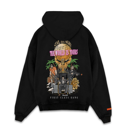 THE WORLD IS YOURS - Premium Oversize Hoodie (HEAVYWEIGHT - Black)