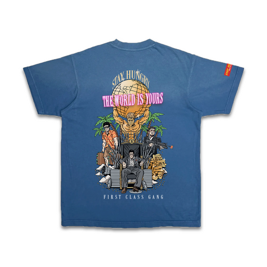 THE WORLD IS YOURS - Premium Oversize Tee (HEAVYWEIGHT - Sun Bleached Blue)