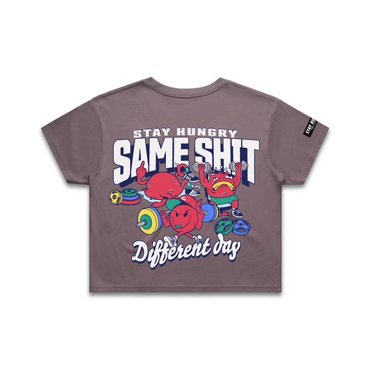 SAME SHIT, DIFFERENT DAY - Premium Crop Top (Mauve Pigment Dye)