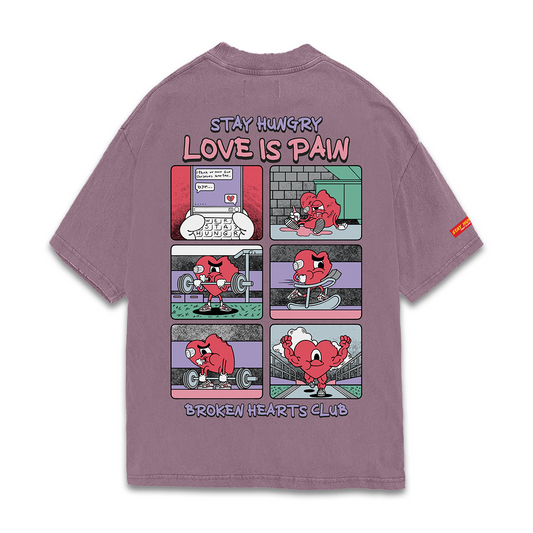 LOVE IS PAIN - Premium Oversize Tee (HEAVYWEIGHT - Faded Light Mauve)