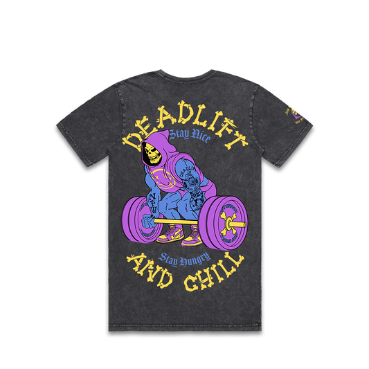 DEADLIFT & CHILL 2.0 - Premium Regular Tee (Black - Mineral Dye)